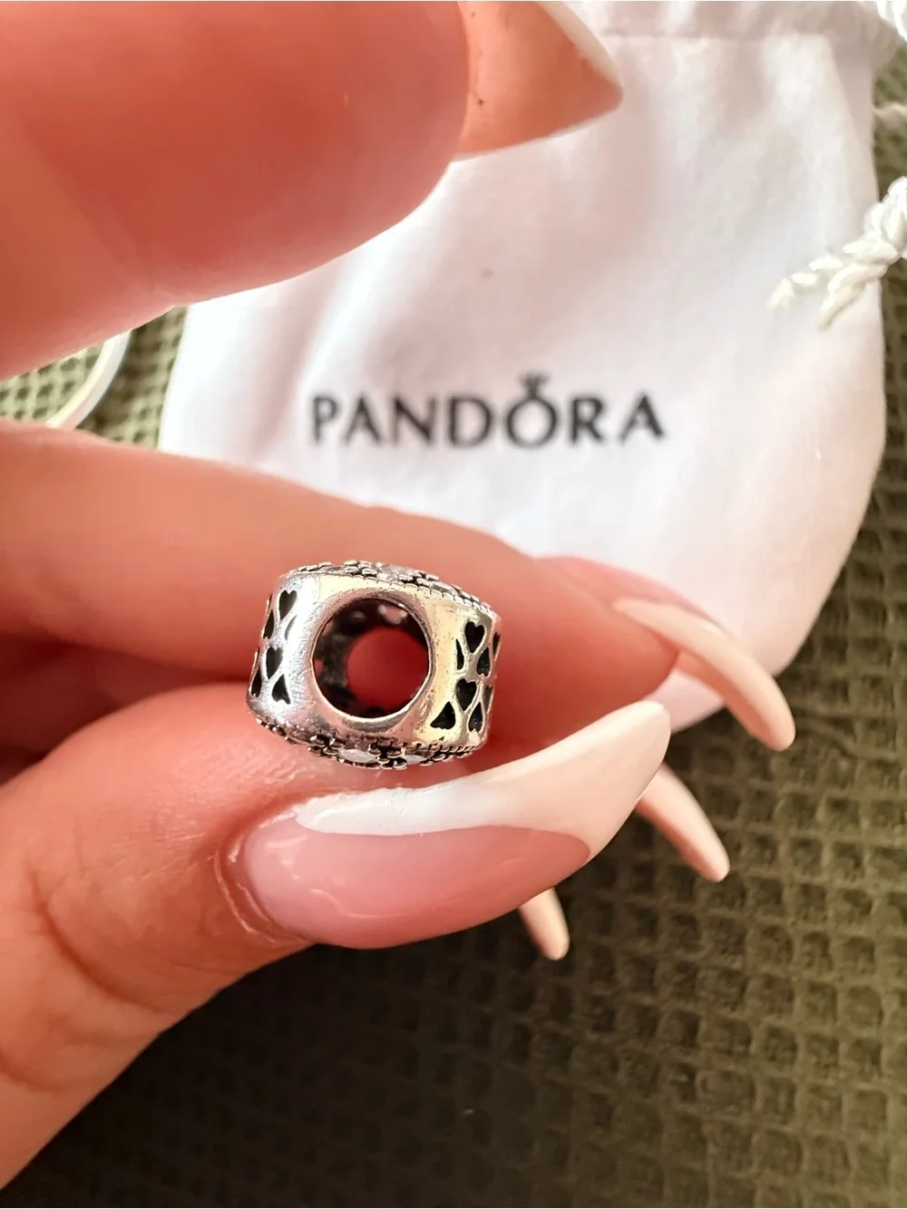 Pandora Silver Floral Crystal Charm